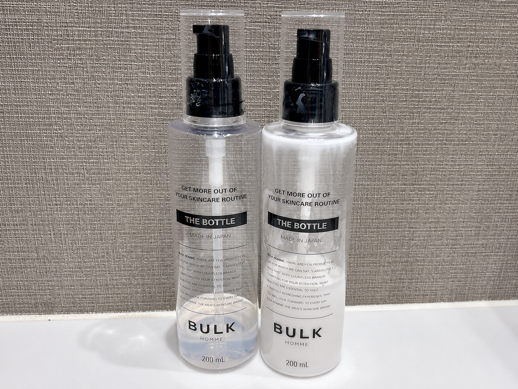 ボトルに詰め替えて使っているBULK HOMMEの化粧水と乳液